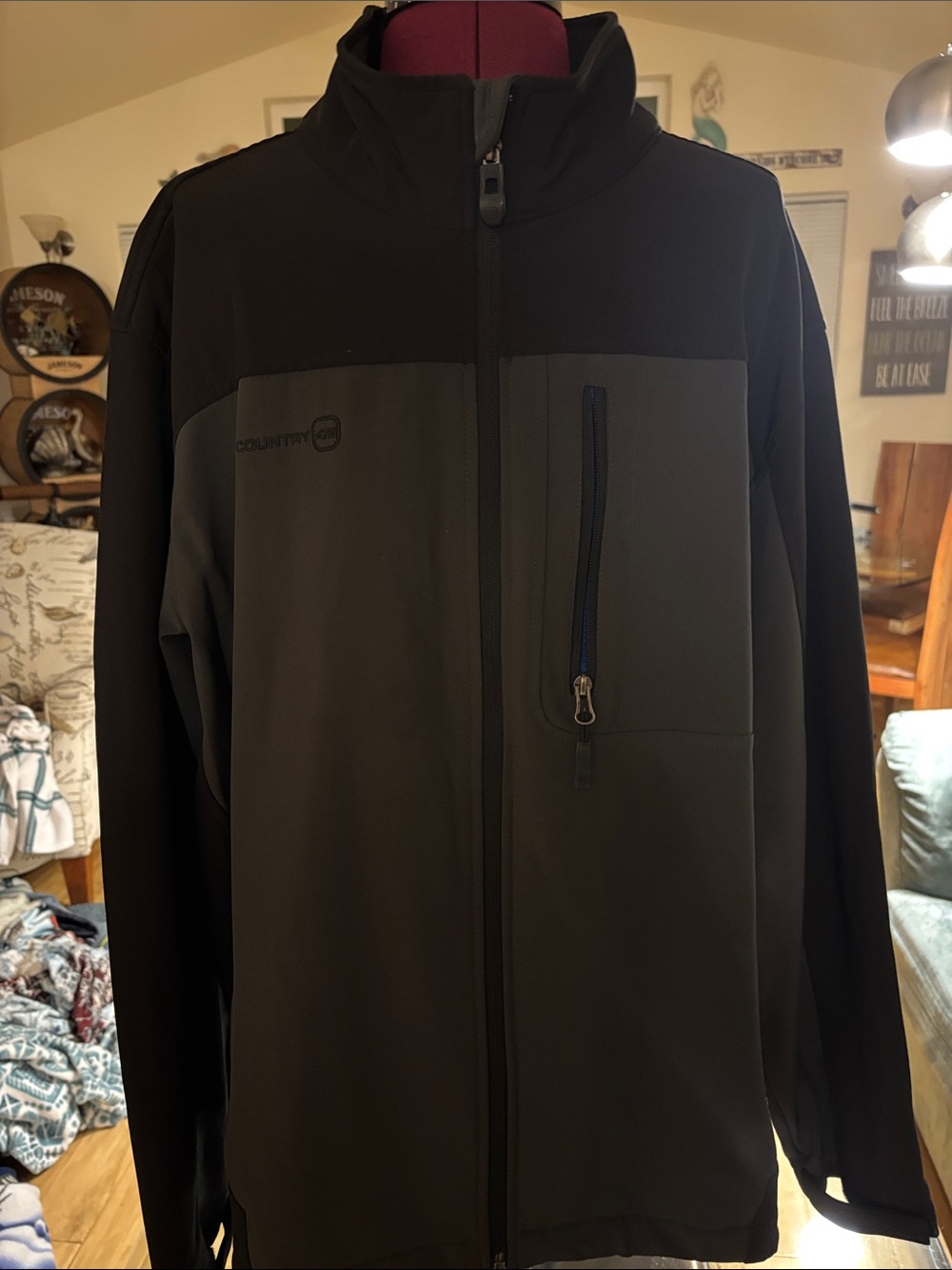 Free Country Black and Charcoal Performance Softshell Jacket